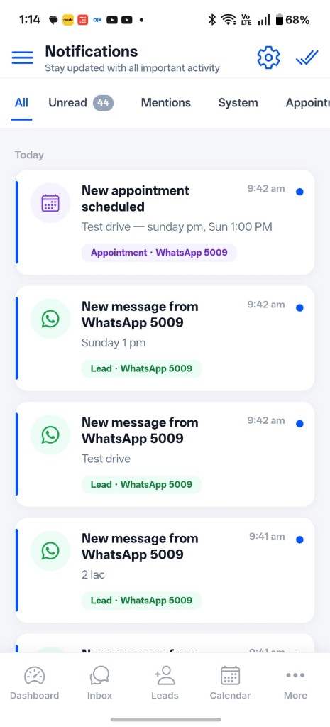 Notifications screen