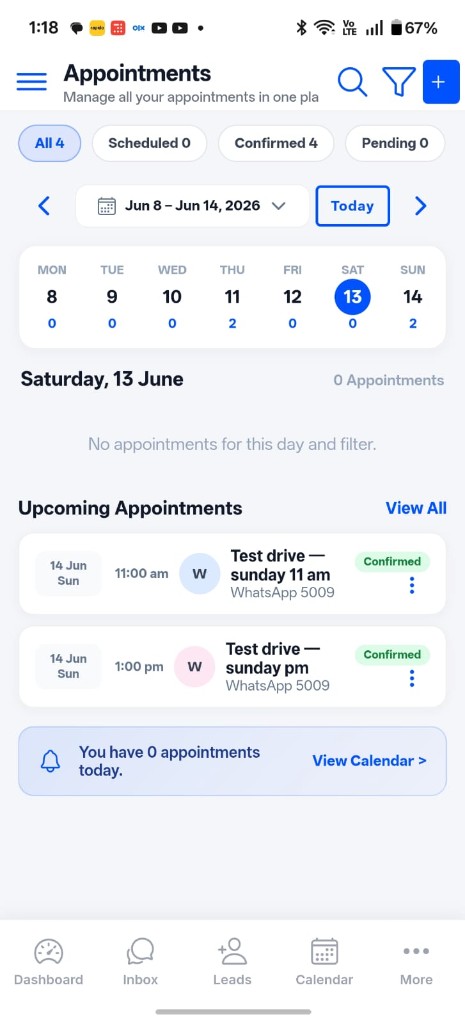 Appointments screen